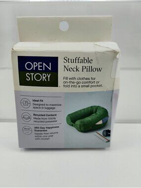 Open Story Stuffable Neck Pillow Recycled Green 26" Portable